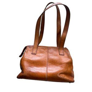 Fossil Vintage Tan Leather Tote Bag With Dual Handles & Reinforced Bottom